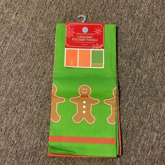 Martha Stewart Collection NWT 3 piece holiday gingerbread towel set - Picture 1 of 4